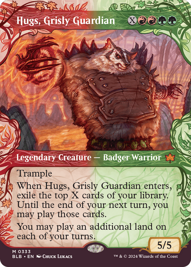 Hugs, Grisly Guardian (BLB-333) [Bloomburrow]: (Showcase) (Borderless) Foil