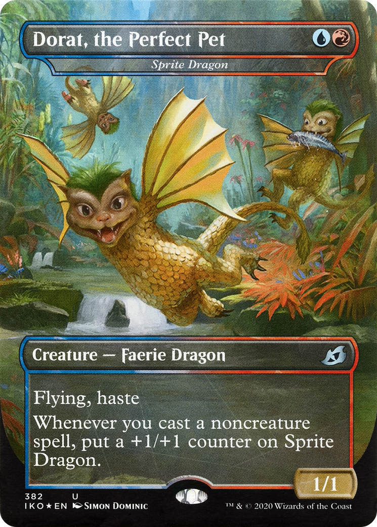 Dorat, the Perfect Pet - Sprite Dragon (IKO-382) (Borderless) [Ikoria: Lair of Behemoths] Foil