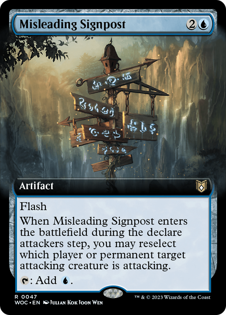 Misleading Signpost (WOC-047) [Wilds of Eldraine Commander]: (Extended Art)