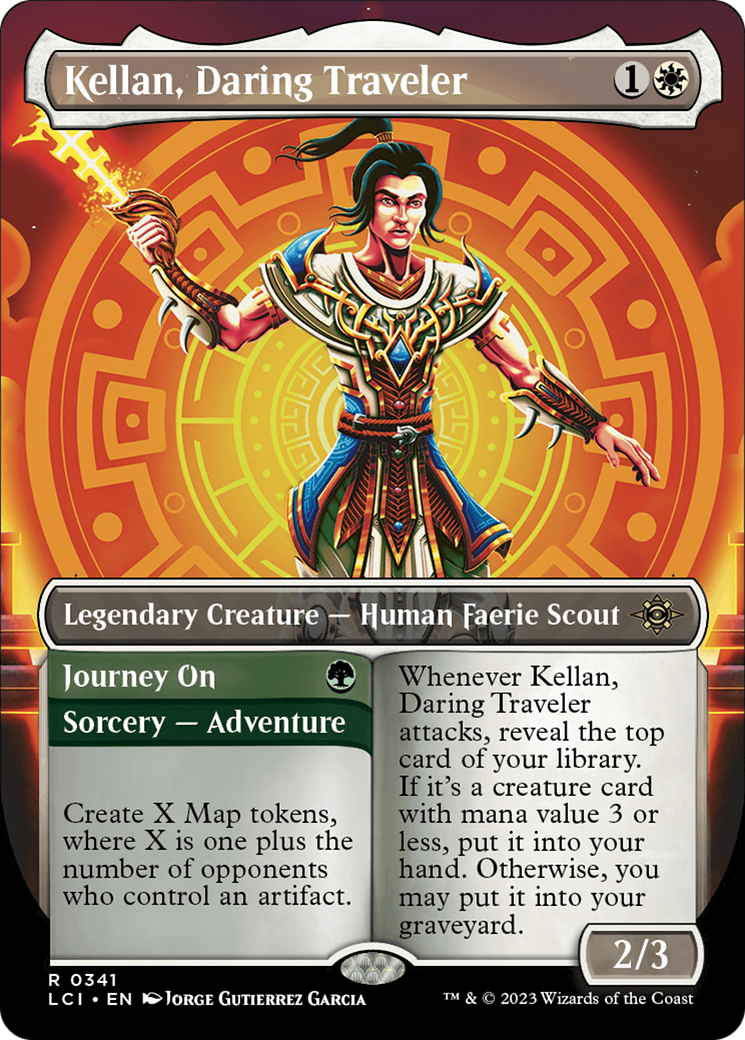 Kellan, Daring Traveler // Journey On (LCI-341) [The Lost Caverns of Ixalan] (Borderless) Foil