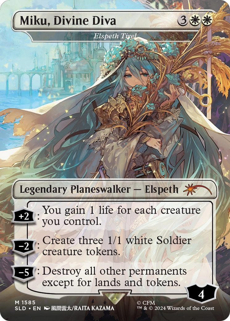 Elspeth Tirel (SLD-1585) [Secret Lair Drop] / Miku, Divine Diva (Borderless)