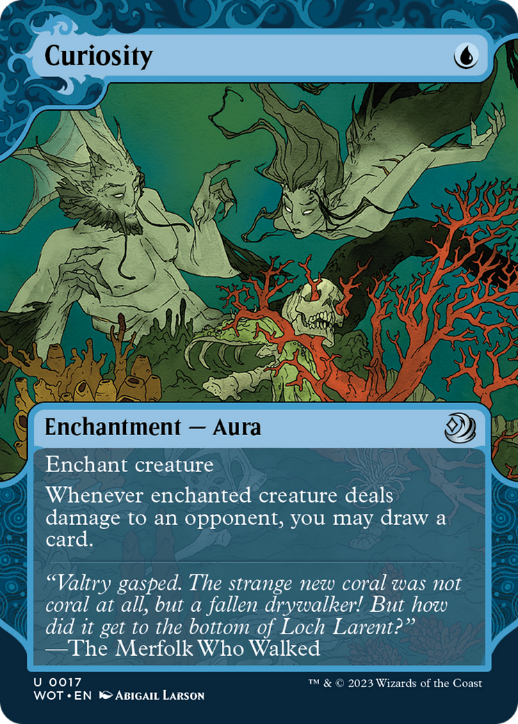 Curiosity (WOT-017) [Wilds of Eldraine: Enchanting Tales]: (Showcase) (Borderless) Foil