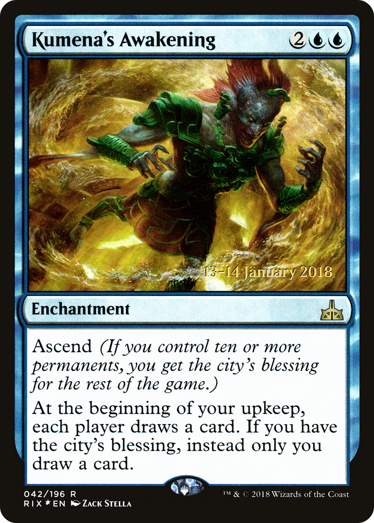 Kumena's Awakening (PRE-42S) [Rivals of Ixalan Promos] Foil