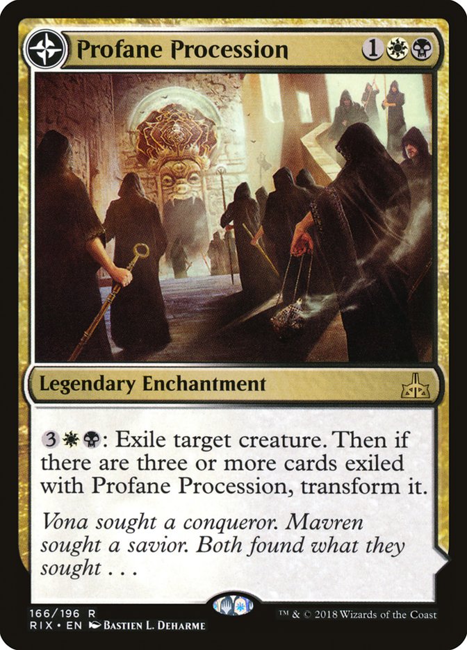 Profane Procession // Tomb of the Dusk Rose (RIX-166) [Rivals of Ixalan]: (compasslanddfc) Foil
