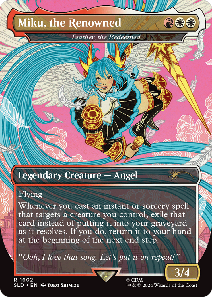 Feather, the Redeemed (SLD-1602) [Secret Lair Drop] / Miku, the Renowned (Borderless)