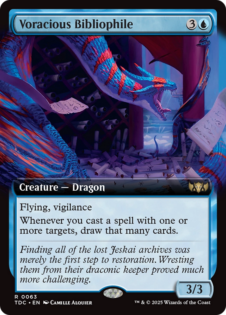 Voracious Bibliophile (TDC-063) [Commander: Tarkir: Dragonstorm]: (Extended Art)
