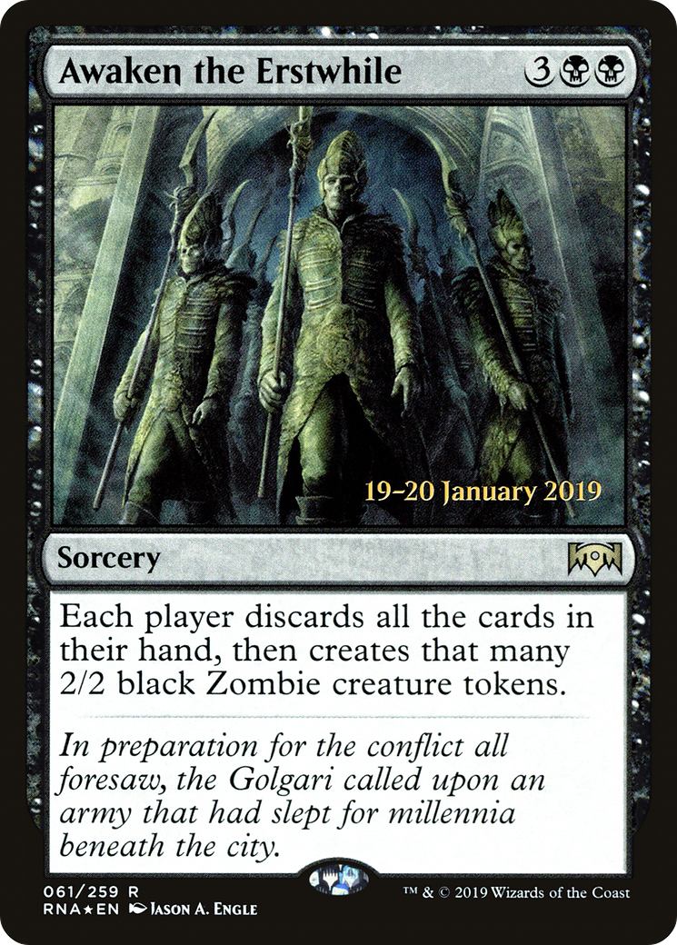 Awaken the Erstwhile (PRE-61S) [Ravnica Allegiance Promos] Foil