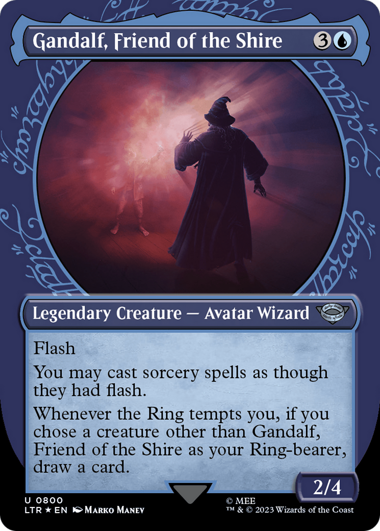 Gandalf, Friend of the Shire (LTR-800) [The Lord of the Rings: Tales of Middle-earth]: (Showcase) (Borderless) Foil