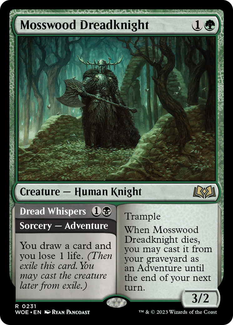 Mosswood Dreadknight // Dread Whispers (WOE-231) [Wilds of Eldraine] Foil