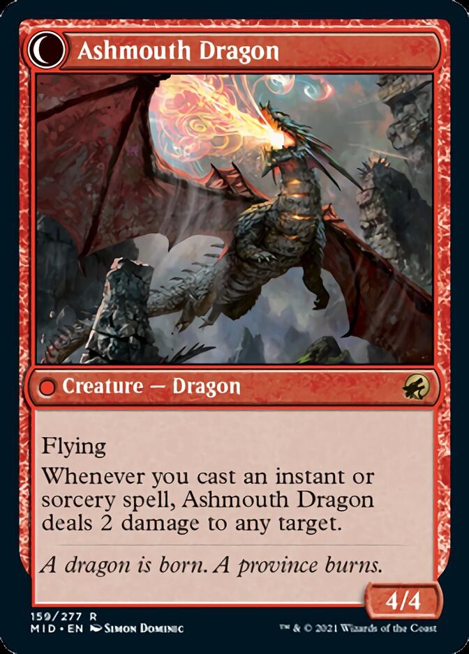Smoldering Egg // Ashmouth Dragon (MID-159) [Innistrad: Midnight Hunt]: (Double Faced Transform) Foil