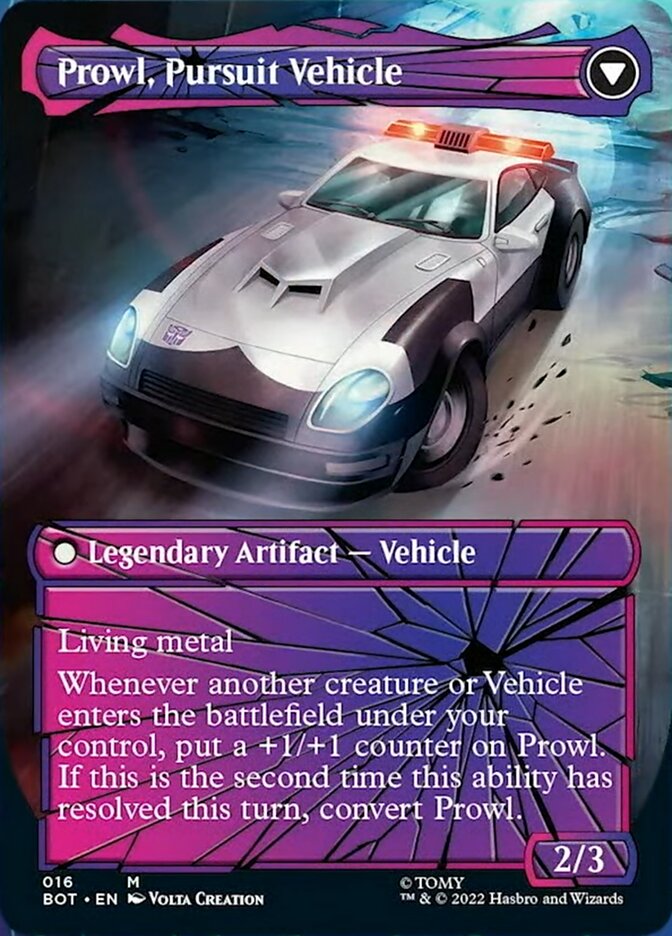 Prowl, Stoic Strategist // Prowl, Pursuit Vehicle (BOT-016) [Transformers]: (convertdfc, shatteredglass) (Borderless)