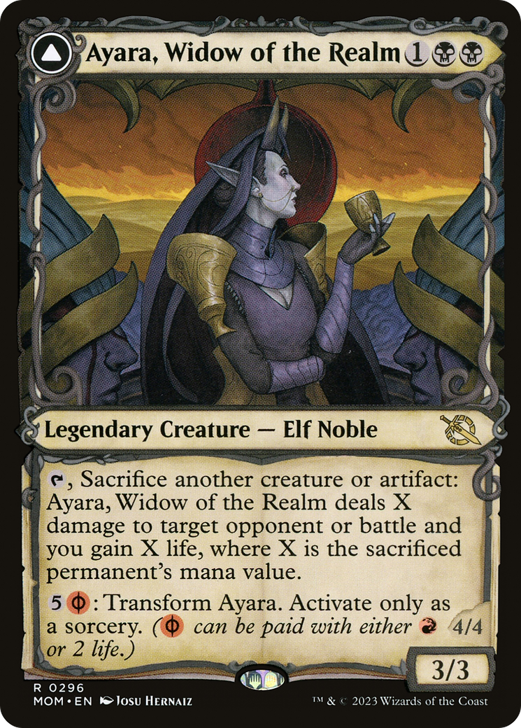 Ayara, Widow of the Realm // Ayara, Furnace Queen (MOM-296) [March of the Machine]: (Showcase) Foil