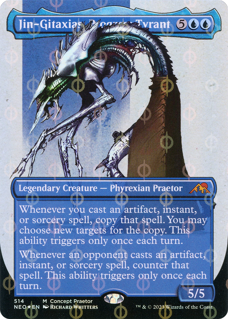 Jin-Gitaxias, Progress Tyrant (Concept Praetor) (Step-And-Compleat Foil) (ONE-514) (Borderless) [Kamigawa: Neon Dynasty] Foil