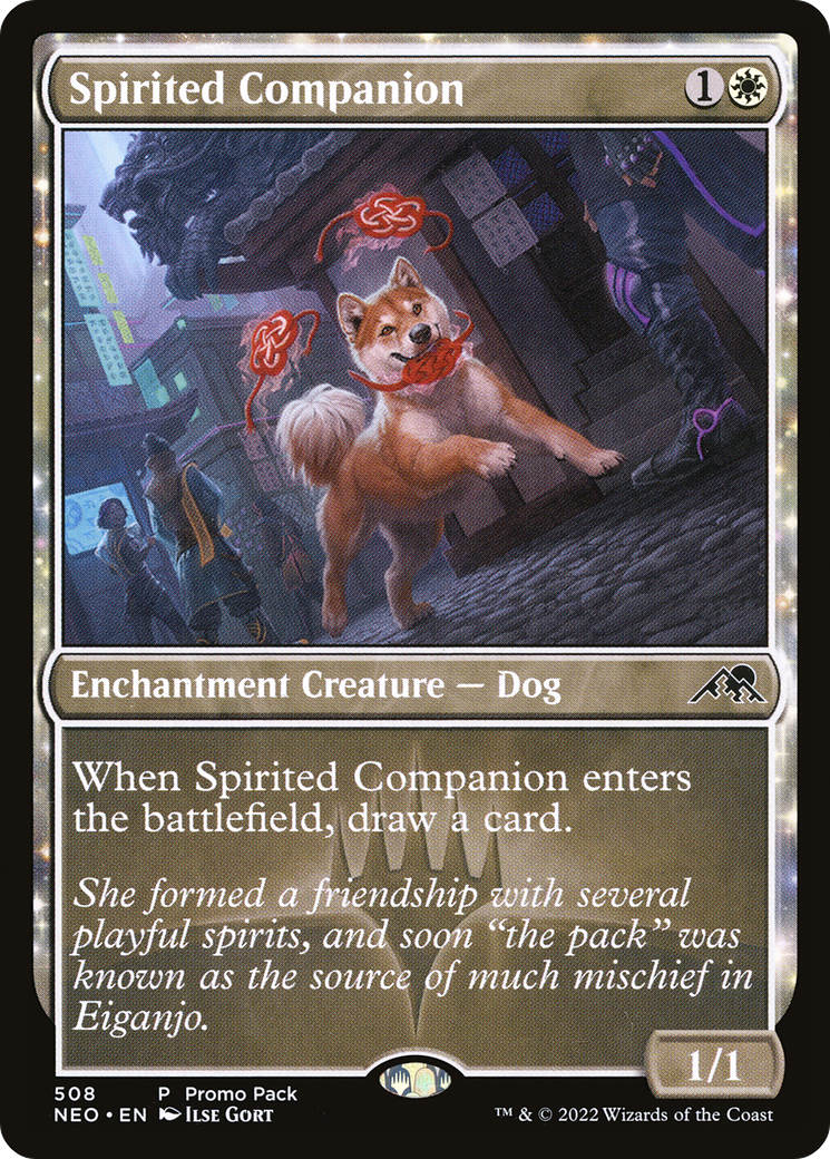 Spirited Companion (PPNEO-508) [Promo Pack: Kamigawa: Neon Dynasty] Foil