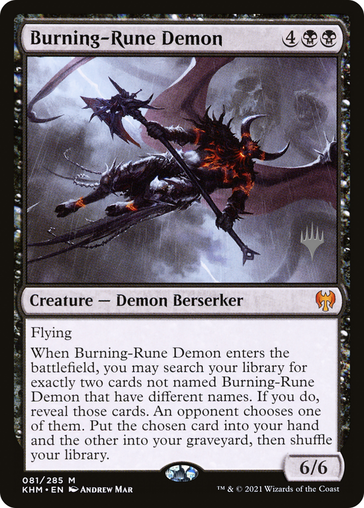 Burning-Rune Demon (PPKHM-81P) [Promo Pack: Kaldheim Promos]