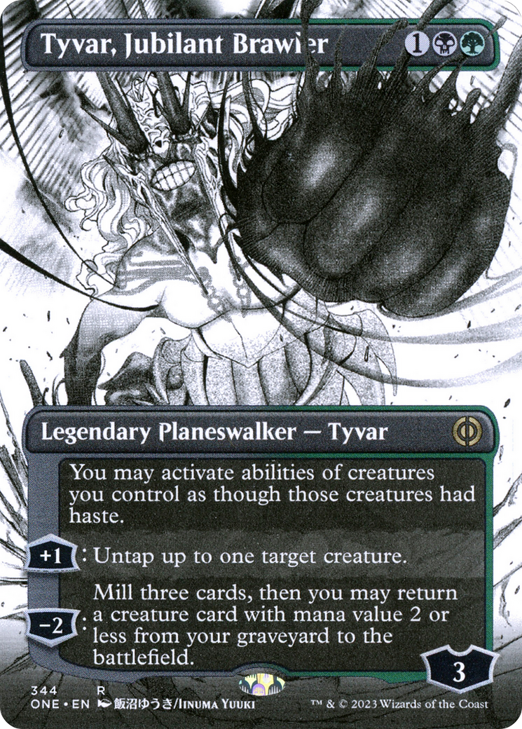 Tyvar, Jubilant Brawler (ONE-344) [Phyrexia: All Will Be One]: (Showcase) (Borderless) Foil