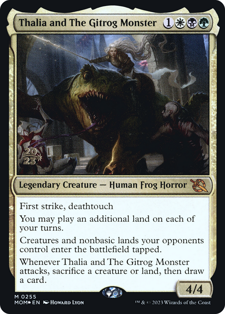 Thalia and The Gitrog Monster (PRE-255S) [March of the Machine Promos] Foil