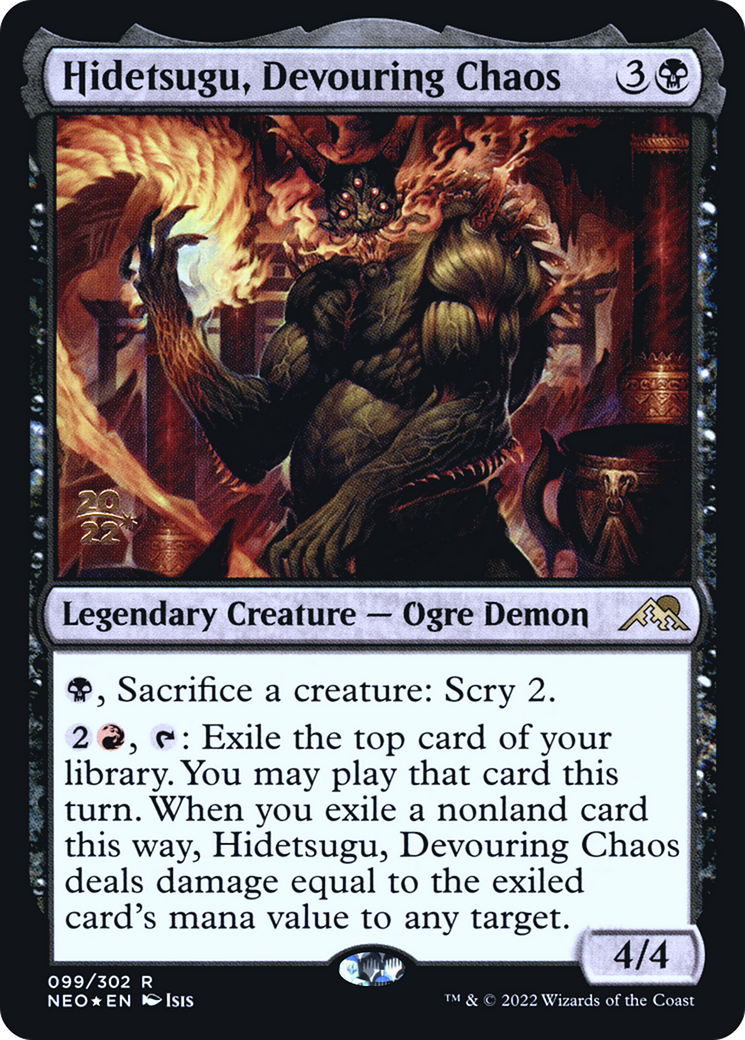 Hidetsugu, Devouring Chaos (PRE-099) [Kamigawa: Neon Dynasty Promos] Foil