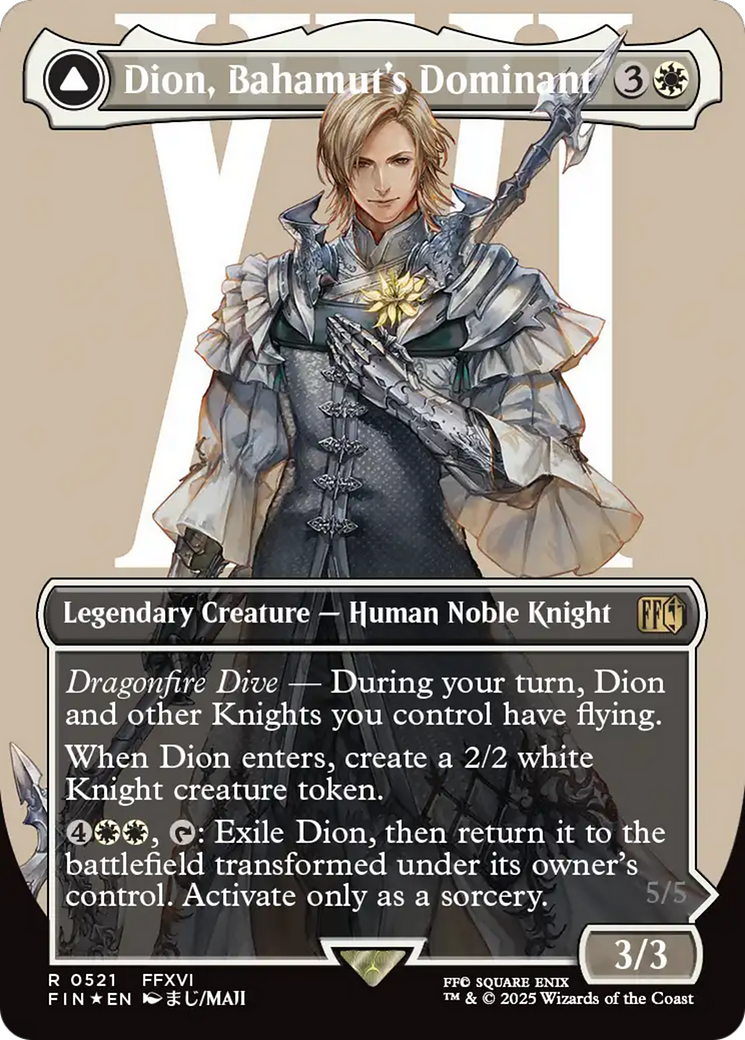 Dion, Bahamut's Dominant (Borderless) (Surge Foil) (FIN-521) [FINAL FANTASY] (Borderless) Foil