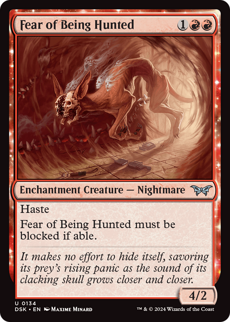 Fear of Being Hunted (DSK-134) [Duskmourn: House of Horror]: (enchantment) Foil