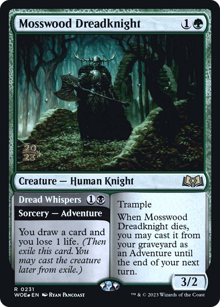 Mosswood Dreadknight // Dread Whispers (PRE-231S) [Wilds of Eldraine Promos] Foil