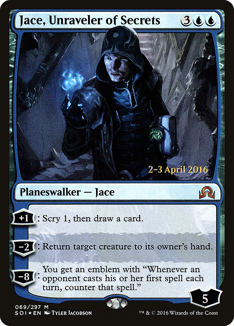 Jace, Unraveler of Secrets (PRE-69S) [Shadows over Innistrad Promos] Foil