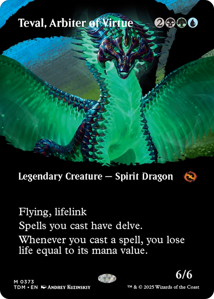 Teval, Arbiter of Virtue (TDM-373) [Tarkir: Dragonstorm]: (Showcase) (Borderless) Foil