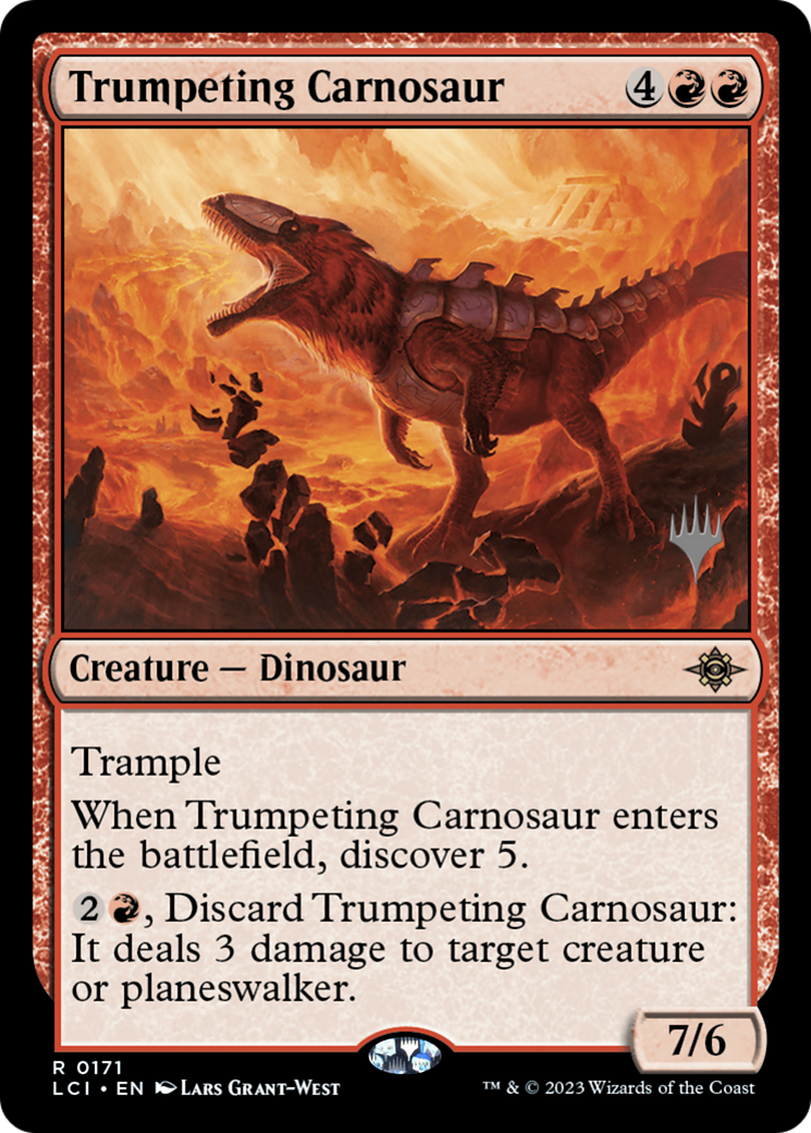 Trumpeting Carnosaur (PPLCI-171) [Promo Pack: The Lost Caverns of Ixalan Promos]