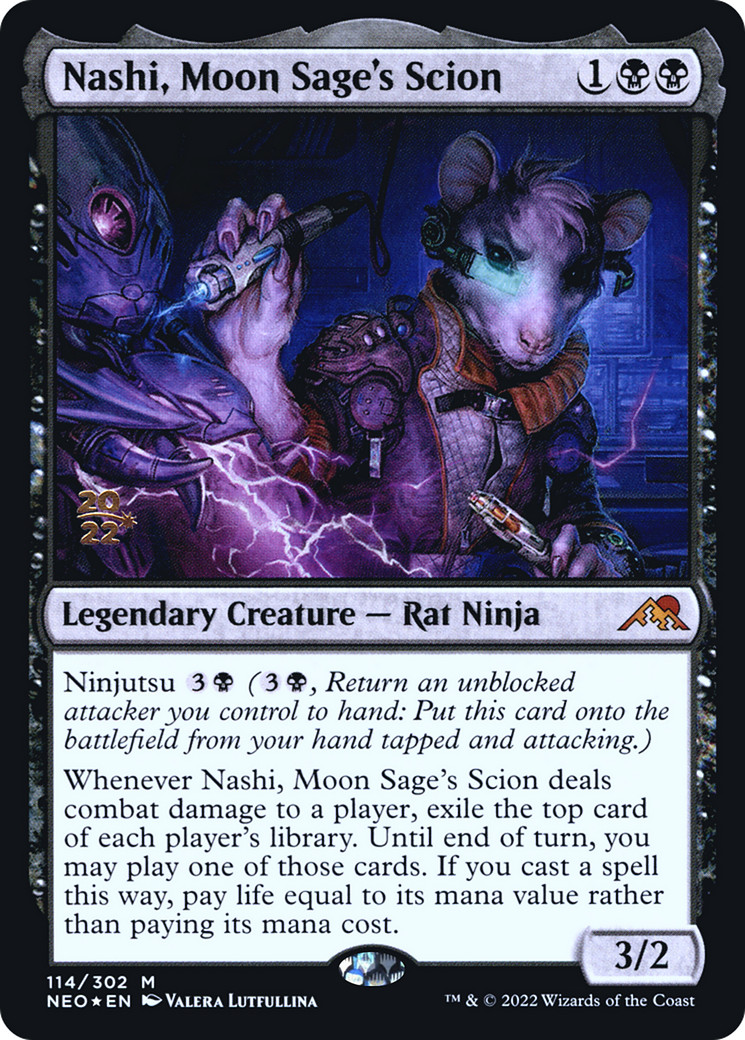 Nashi, Moon Sage's Scion (PRE-114) [Kamigawa: Neon Dynasty Promos] Foil