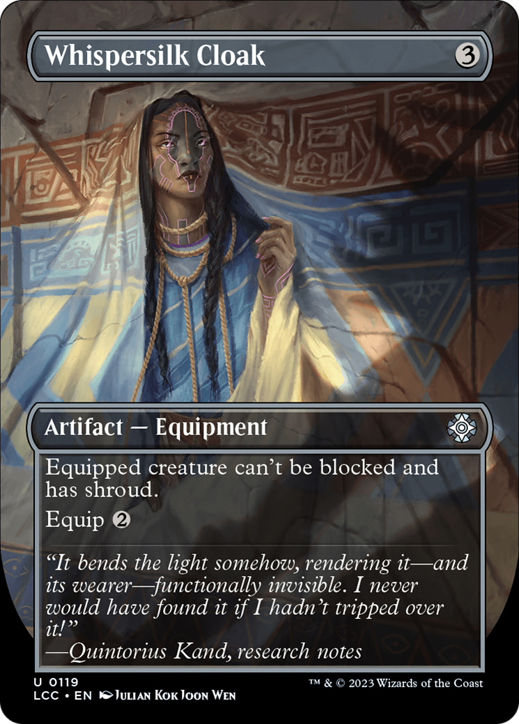 Whispersilk Cloak (LCC-119) [The Lost Caverns of Ixalan Commander] (Borderless)