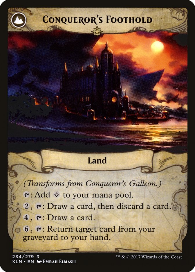 Conqueror's Galleon // Conqueror's Foothold (XLN-234) [Ixalan]: (compasslanddfc) Foil