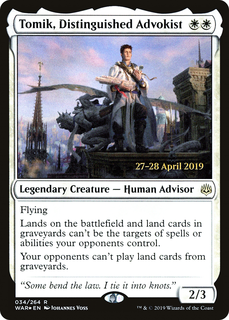 Tomik, Distinguished Advokist (PRE-34S) [War of the Spark Promos] Foil