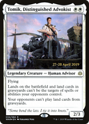 Tomik, Distinguished Advokist (PRE-34S) [War of the Spark Promos] Foil