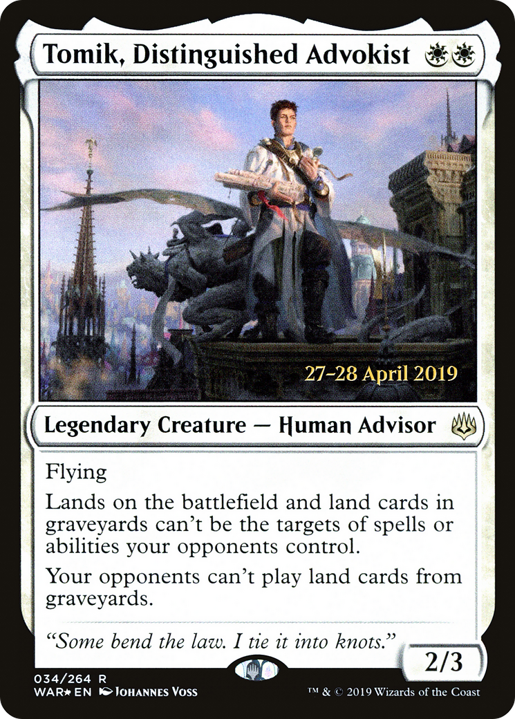 Tomik, Distinguished Advokist (PRE-34S) [War of the Spark Promos] Foil