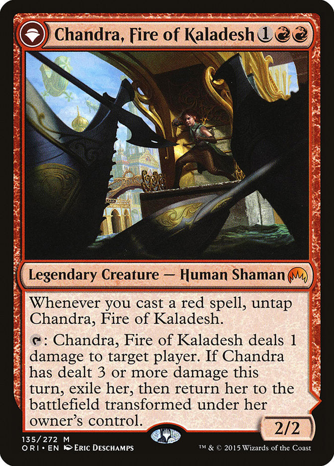 Chandra, Fire of Kaladesh // Chandra, Roaring Flame (ORI-135) [Magic Origins]: (originpwdfc) Foil