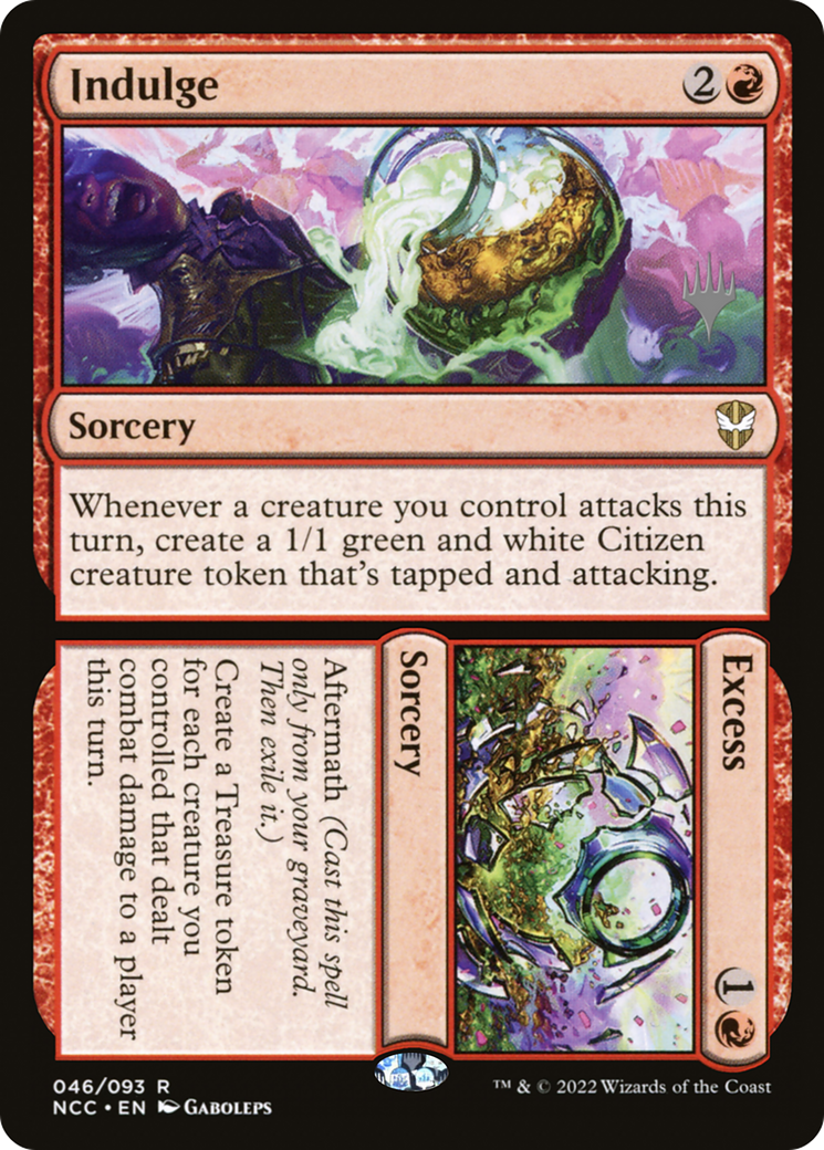 Indulge // Excess (PPSNC-46P) [New Capenna Commander Promos] Foil