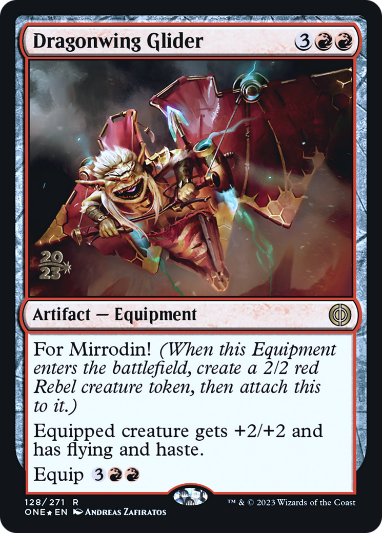 Dragonwing Glider (PRE-128S) [Phyrexia: All Will Be One Promos] Foil