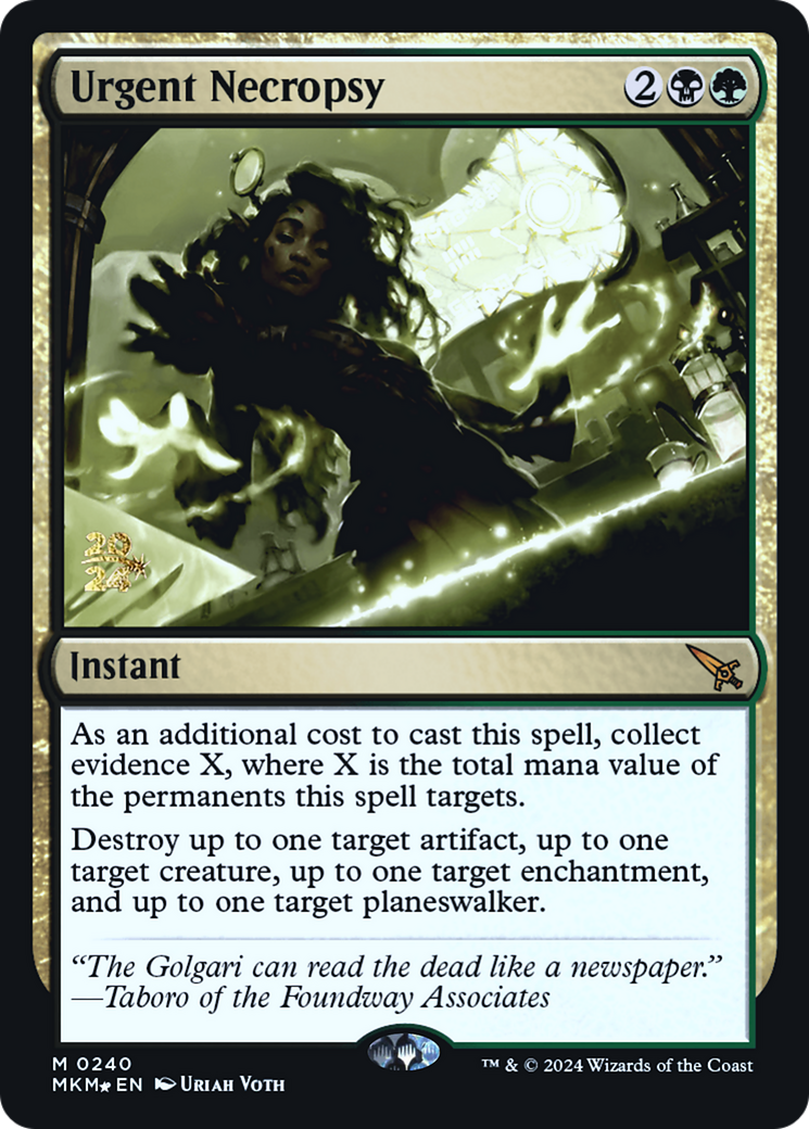 Urgent Necropsy (PRE-240S) [Murders at Karlov Manor Promos] Foil
