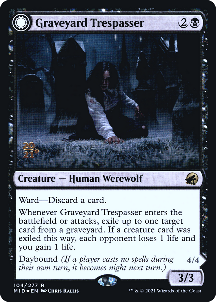 Graveyard Trespasser (PRE-104S) [Innistrad: Midnight Hunt Promos] Foil