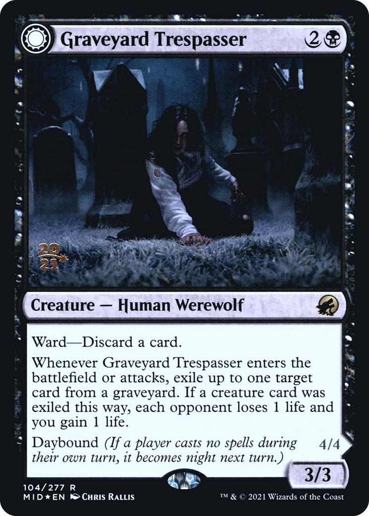 Graveyard Trespasser // Graveyard Glutton (PRE-104S) [Innistrad: Midnight Hunt Promos]: (Double Faced Transform) Foil