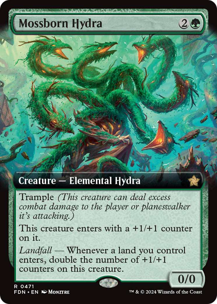 Mossborn Hydra (FDN-471) [Foundations]: (Extended Art) Foil