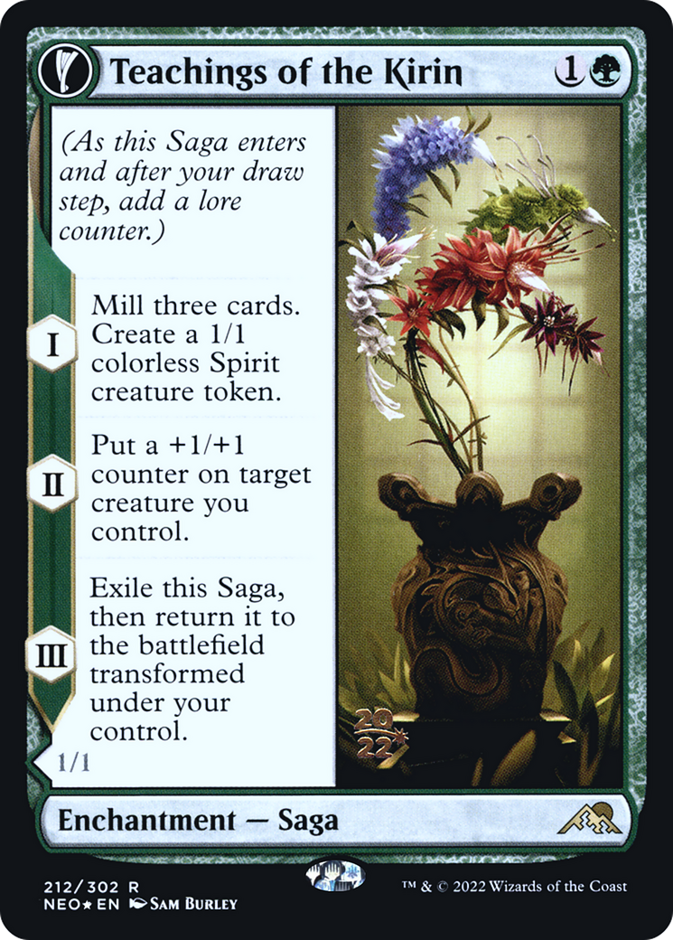 Teachings of the Kirin // Kirin-Touched Orochi (PRE-212S) [Kamigawa: Neon Dynasty Promos]: (fandfc, enchantment) Foil