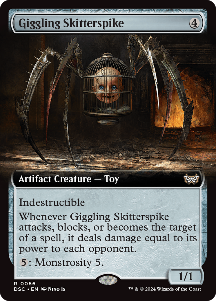Giggling Skitterspike (DSC-066) [Duskmourn: House of Horror Commander]: (Extended Art)
