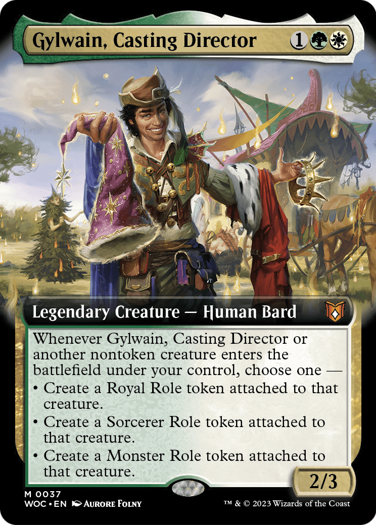 Gylwain, Casting Director (Extended Art) (WOC-037) [Wilds of Eldraine Commander] Foil