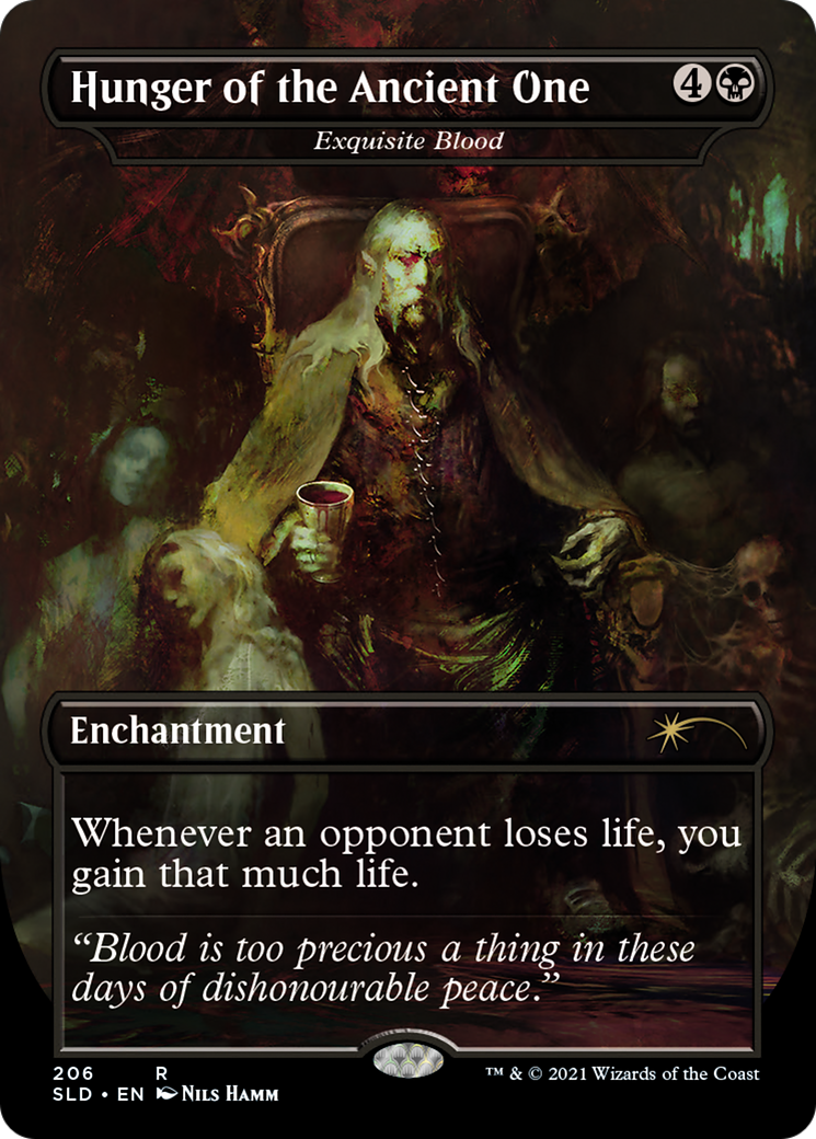 Exquisite Blood (SLD-206) [Secret Lair Drop] / Hunger of the Ancient One (Borderless) Foil