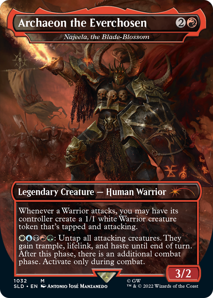 Najeela, the Blade-Blossom (SLD-1032) [Secret Lair Drop] / Archaeon the Everchosen (Borderless)