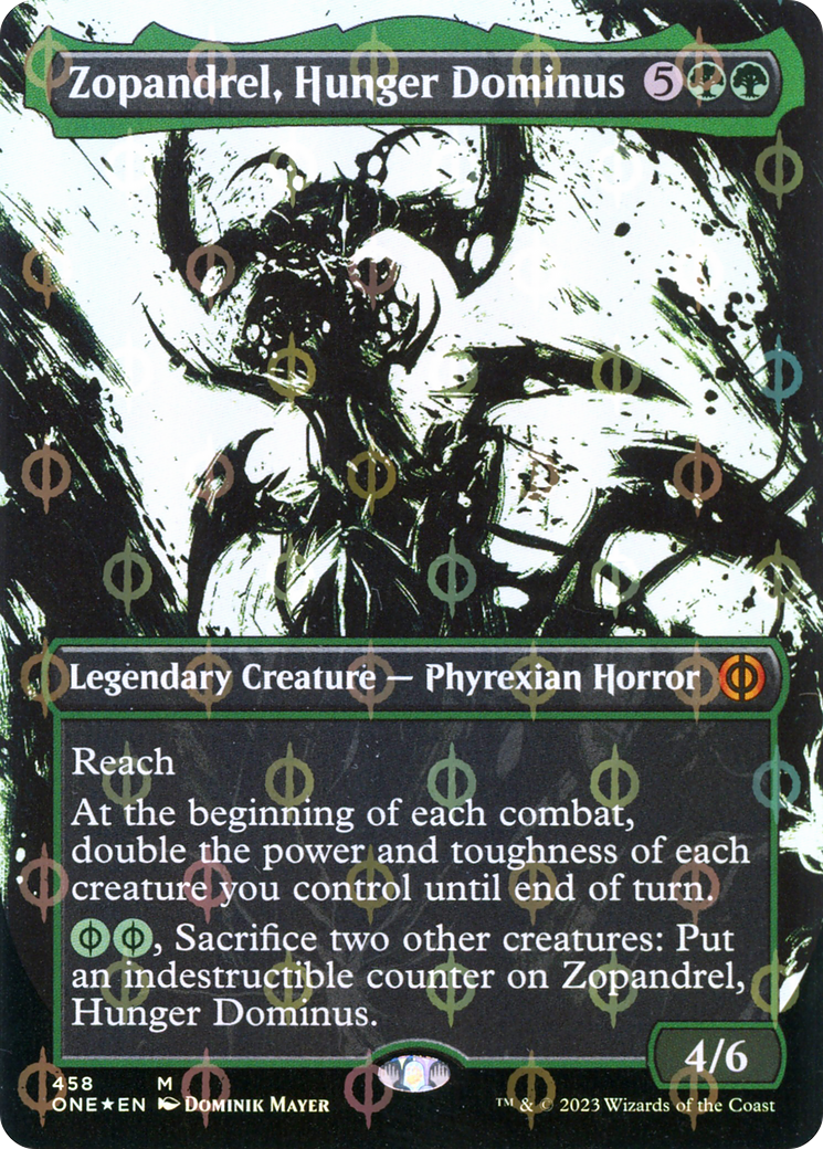 Zopandrel, Hunger Dominus (ONE-458) [Phyrexia: All Will Be One]: (Showcase) (Borderless) Foil
