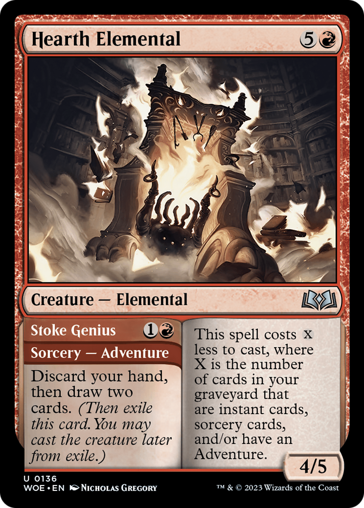 Hearth Elemental // Stoke Genius (WOE-136) [Wilds of Eldraine] Foil