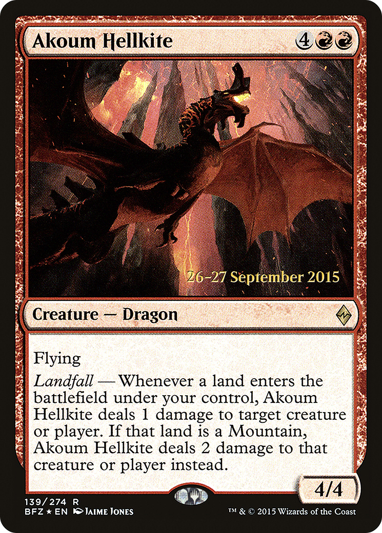 Akoum Hellkite (PRE-139S) [Battle for Zendikar Promos] Foil