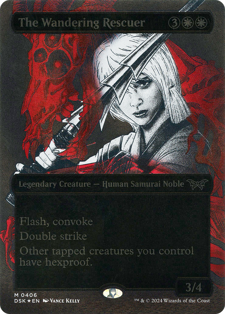 The Wandering Rescuer (Showcase) (Textured) (DSK-406) (Borderless) [Duskmourn: House of Horror] Foil